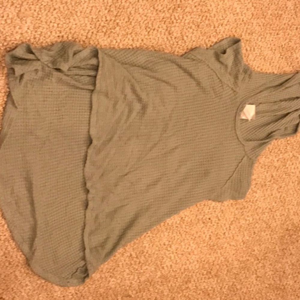 Girls military green high low hooded top